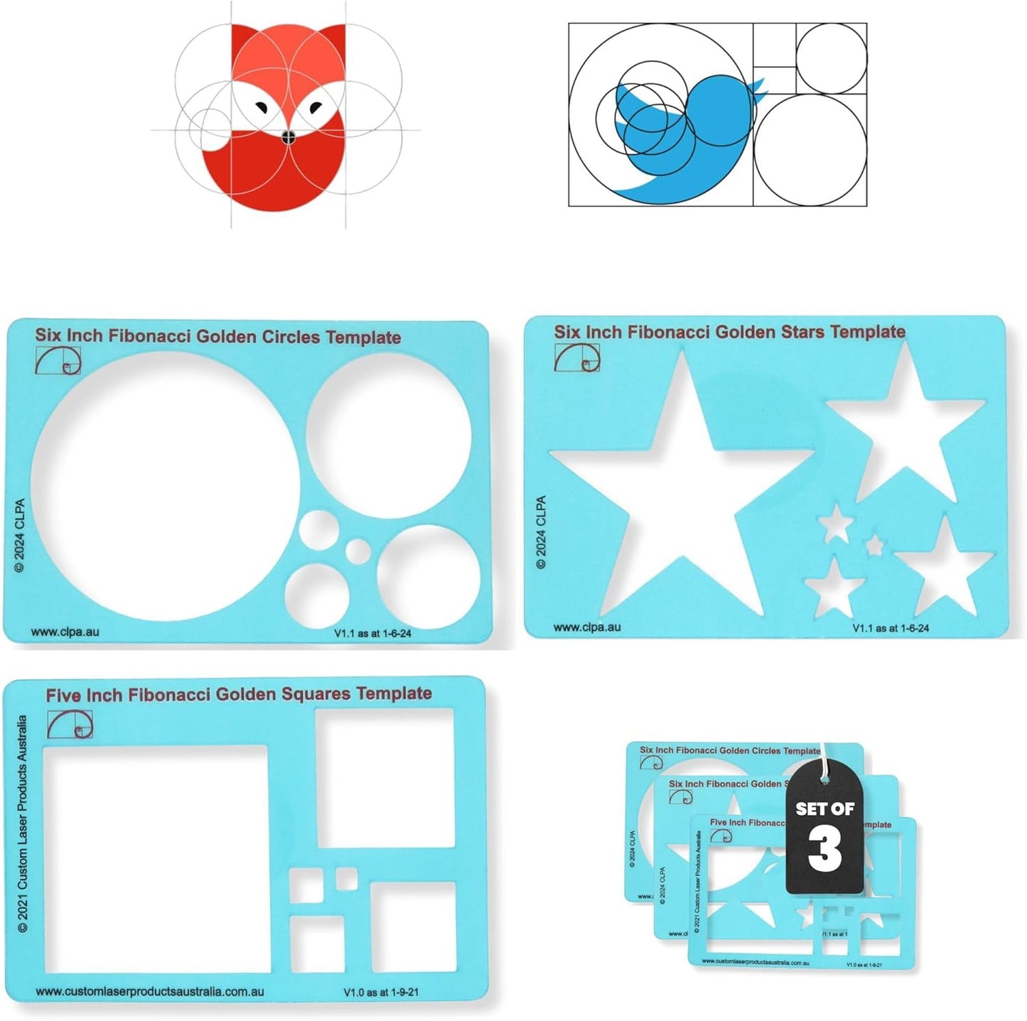 Fibonacci Drawing Templates - Full Set