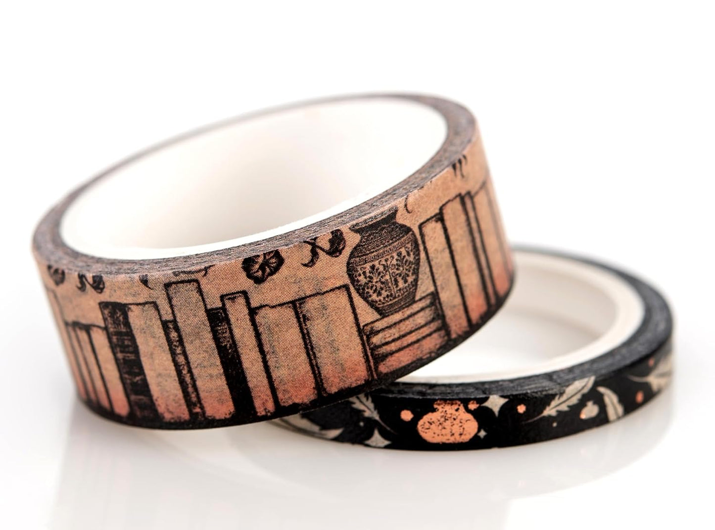 Conquest Journals Waiting for the Night Washi Tape Bundle, 8 Rolls, 4 15mm Rolls and 4 Corresponding 5mm Rolls, Goth Inspired Washi for All Your Planning, Journaling and Scrapbooking Projects