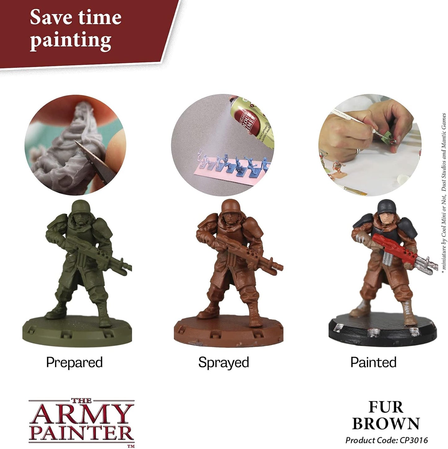 The Army Painter Colour Primer Fur Brown, 400 mL Acrylic Spray Primer, Spray Paint Basecoat for Miniature Priming, Tabletop Roleplaying, Boardgames, and Wargames Miniature Modelling