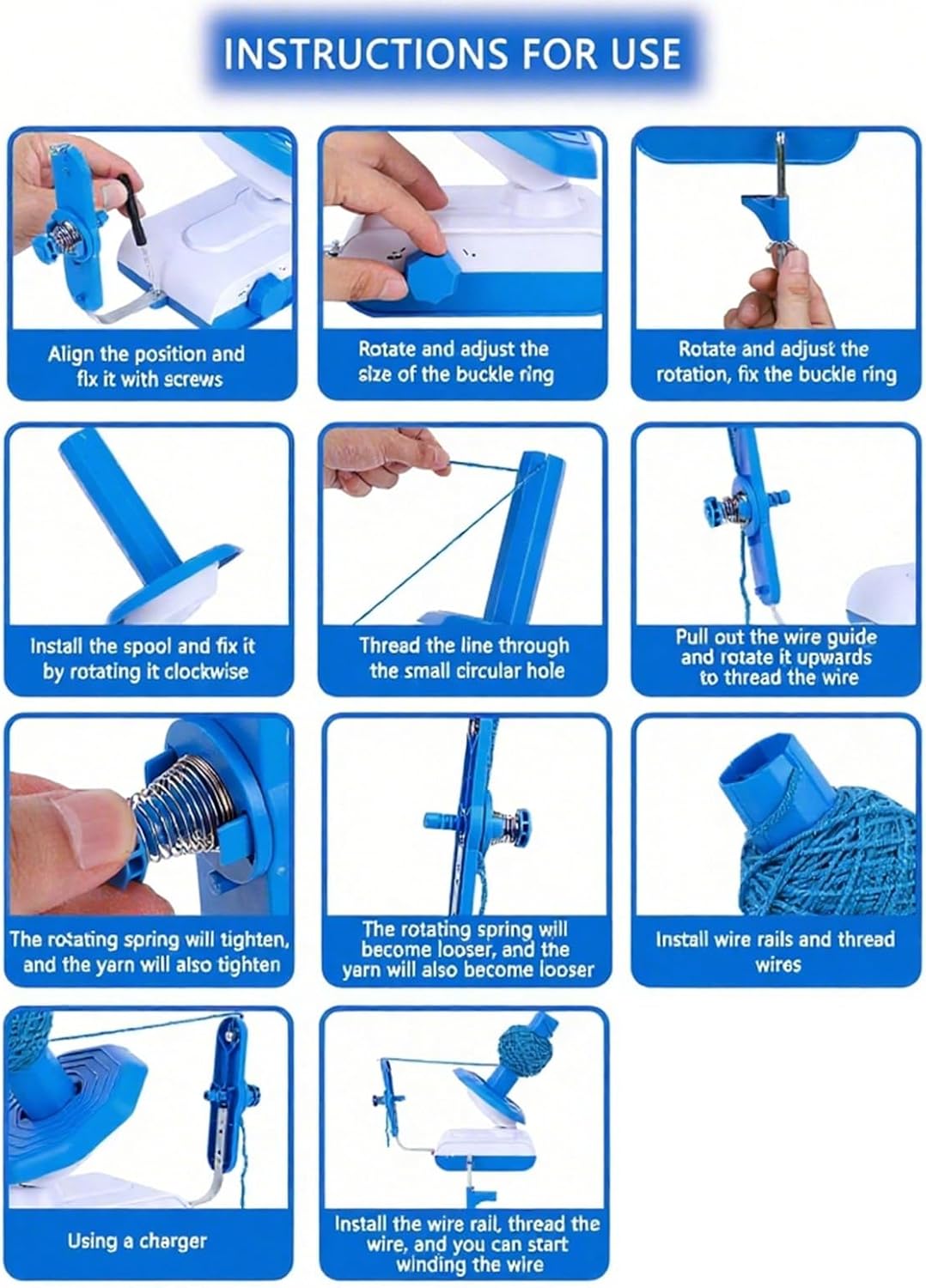 Electric Yarn Winder，13 oz Electric Yarn Ball Winder for Crocheting，Automatic Yarn Spinner Wool Winder, Compact Yarn Cake Winder with Strong Tension Stepless Speed, Ideal Helper for Knitting Lovers