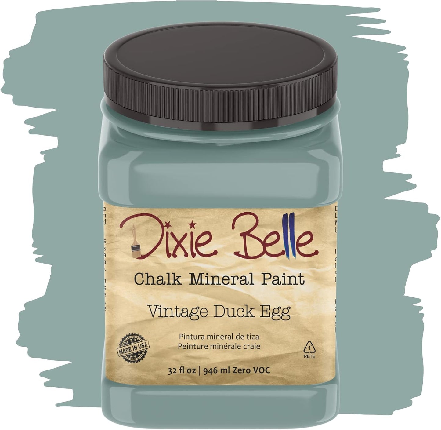 Dixie Belle Paint Company Chalk Finish Furniture Paint - Vintage Duck Egg (32oz) - Matte Light Blue Chic Chalk Mineral DIY Furniture Paint