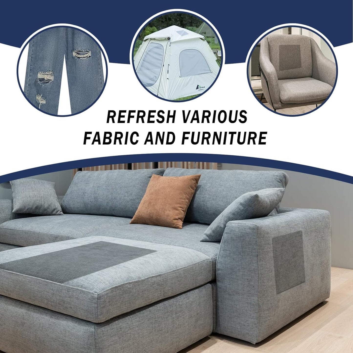 Canvas Repair Patch, 35X79 Inch Strong Sticky Fabric Repair Tape, Self-Adhesive Fabric Patch for Sofas, Tote Bags, Clothing, Car Seats, Furniture (Dark Blue, 35X79 Inch)