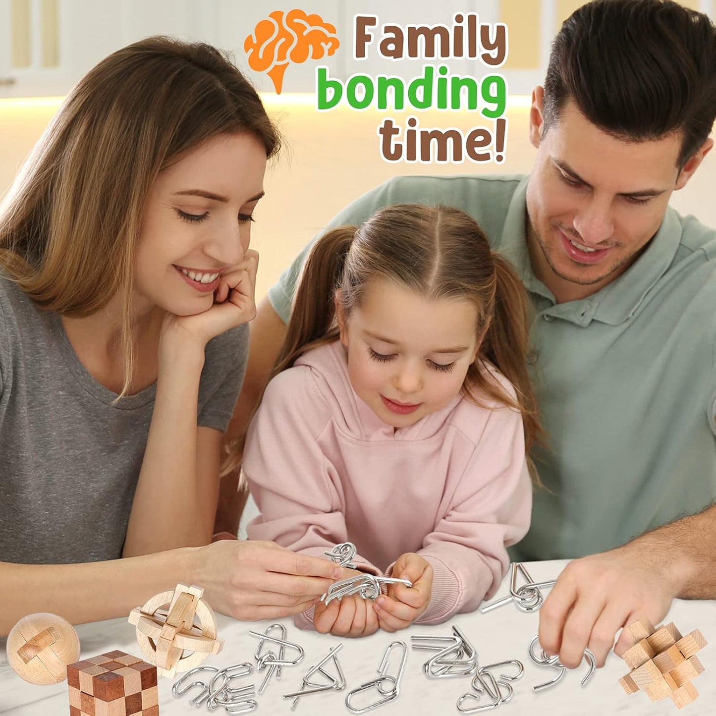 Brain Teasers Metal Puzzles for Kids & Adult 22Pack, Mind, Logic and IQ Game Test Toy for Teens, Disentanglement 3D Coil Cast Wire Chain Intelligence Toy for Party & Office, Puzzle Travel Games（Hard）