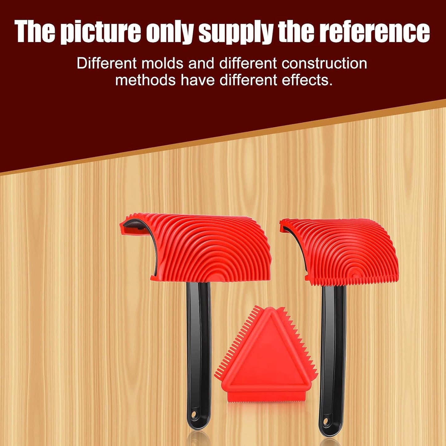 Honoson Set of 3 Wood Graining Tool Wood Graining Painting Tool Set DIY Texture Rubber Empaistic Roller for Household Wall Room Art Paint Decoration