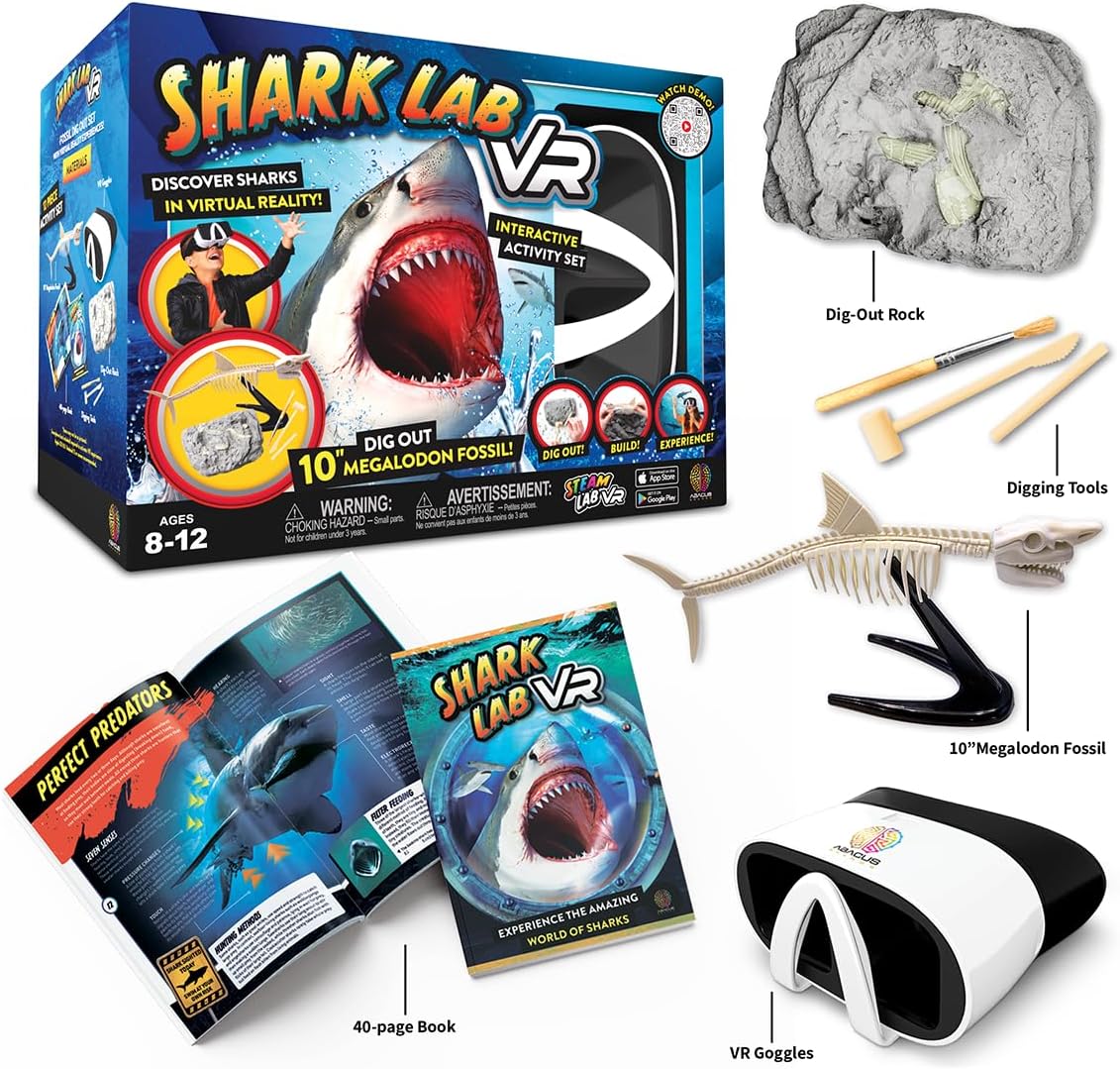 Abacus Brands STEAM Shark Lab VR - Illustrated Interactive VR Book and STEAM Learning Activity Set - for Ages 8 and Up