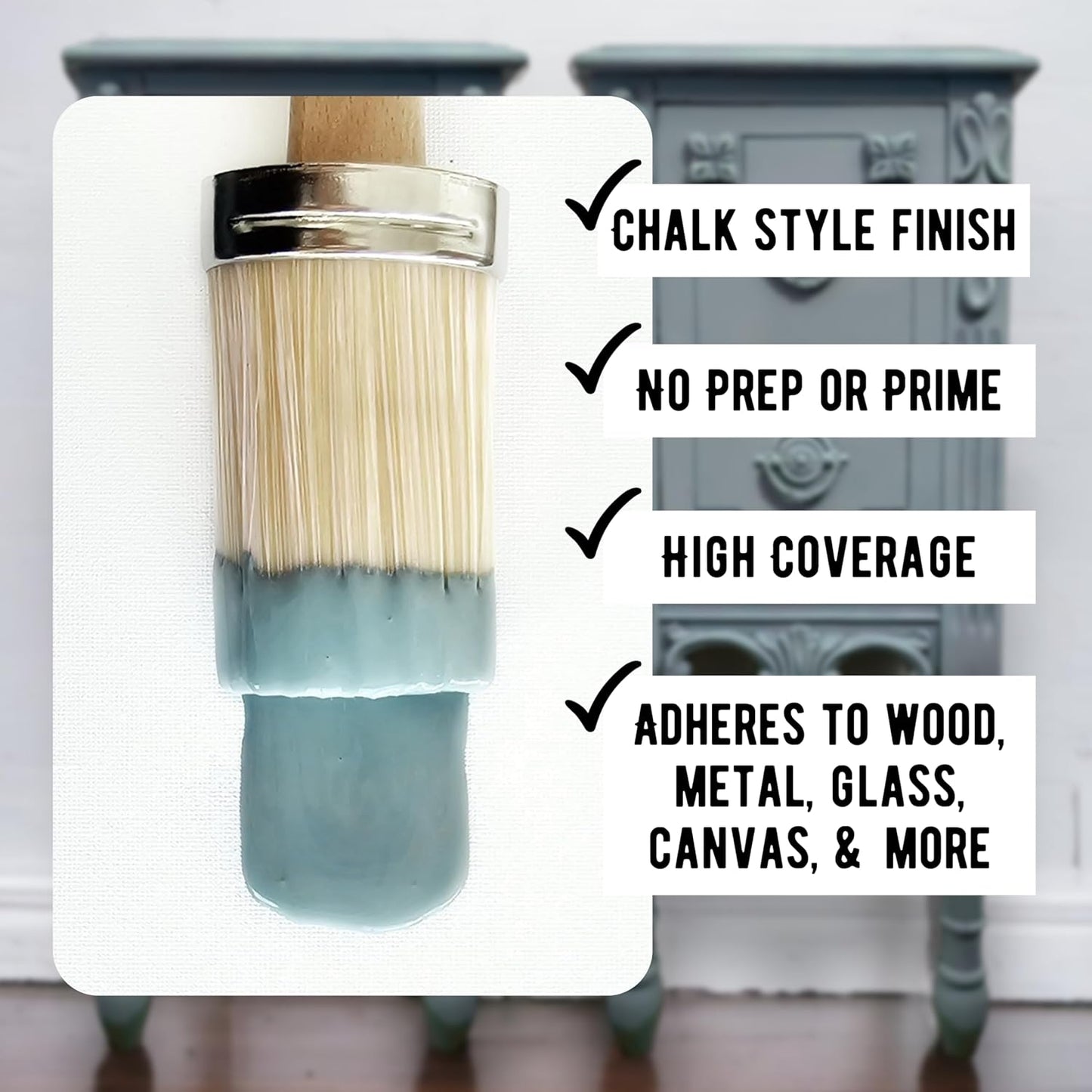 Daydream Apothecary Premium Chalk Style Paint for Furniture, Home Décor, Wood, DIY Interior Projects, Quick Dry, No Prep or Prime Needed, Matte Light-Slate Grey - 8oz