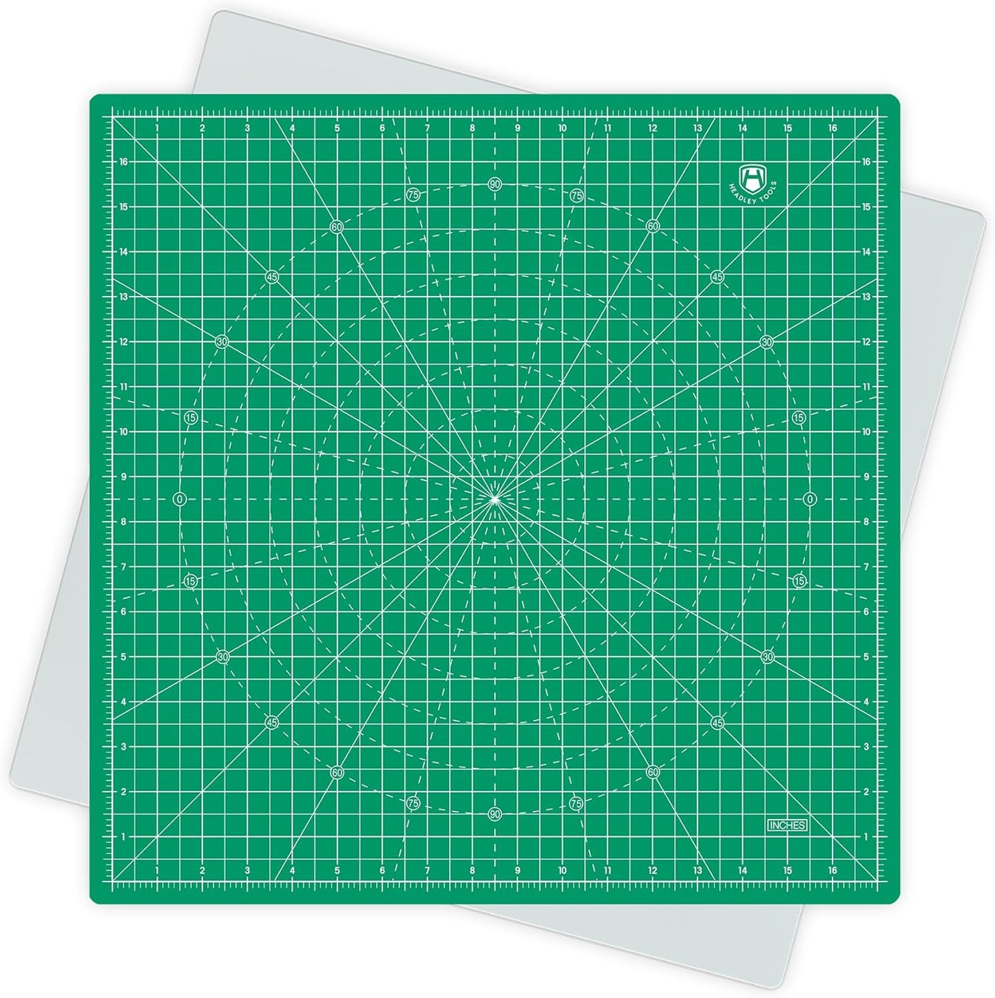 Headley Tools 17"x17" Rotating Cutting Mat, Self Healing Mat with 360-Degree Rotation & Anti-Slip Base, Sewing Board Cutting Mat Perfect for Fabric Quilting Leather Hobby Project, Green