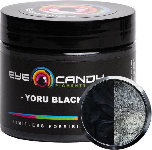 Eye Candy Pigments Premium Black Mica Powder - Yoru Black (50gr) - for Epoxy, Resin, Soap, Paint, Woodworking, Acrylic Pouring, Bath Bombs, Fishing Lures - DIY Arts and Crafts Additive