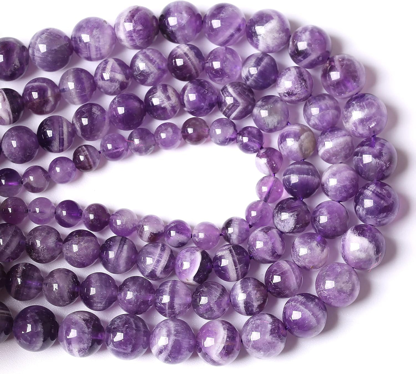 Natural Purple Dream Lace Amethysts Beads Crystal Round Loose Beads for Jewelry Making 6mm 60PCS 1 Strand 15" (Purple Dream Lace Amethysts, 6mm)