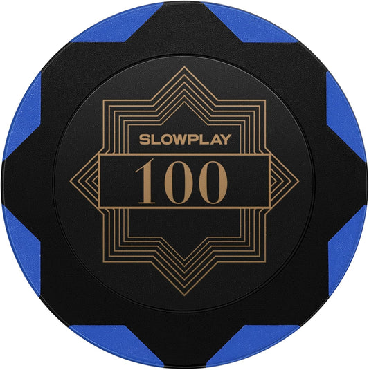 SLOWPLAY Nash Clay Poker Chips, 14 Grams Heavyweight Clay Composite, 40mm Large Chips in Bulk, Pack of 50 with Denomination of 100
