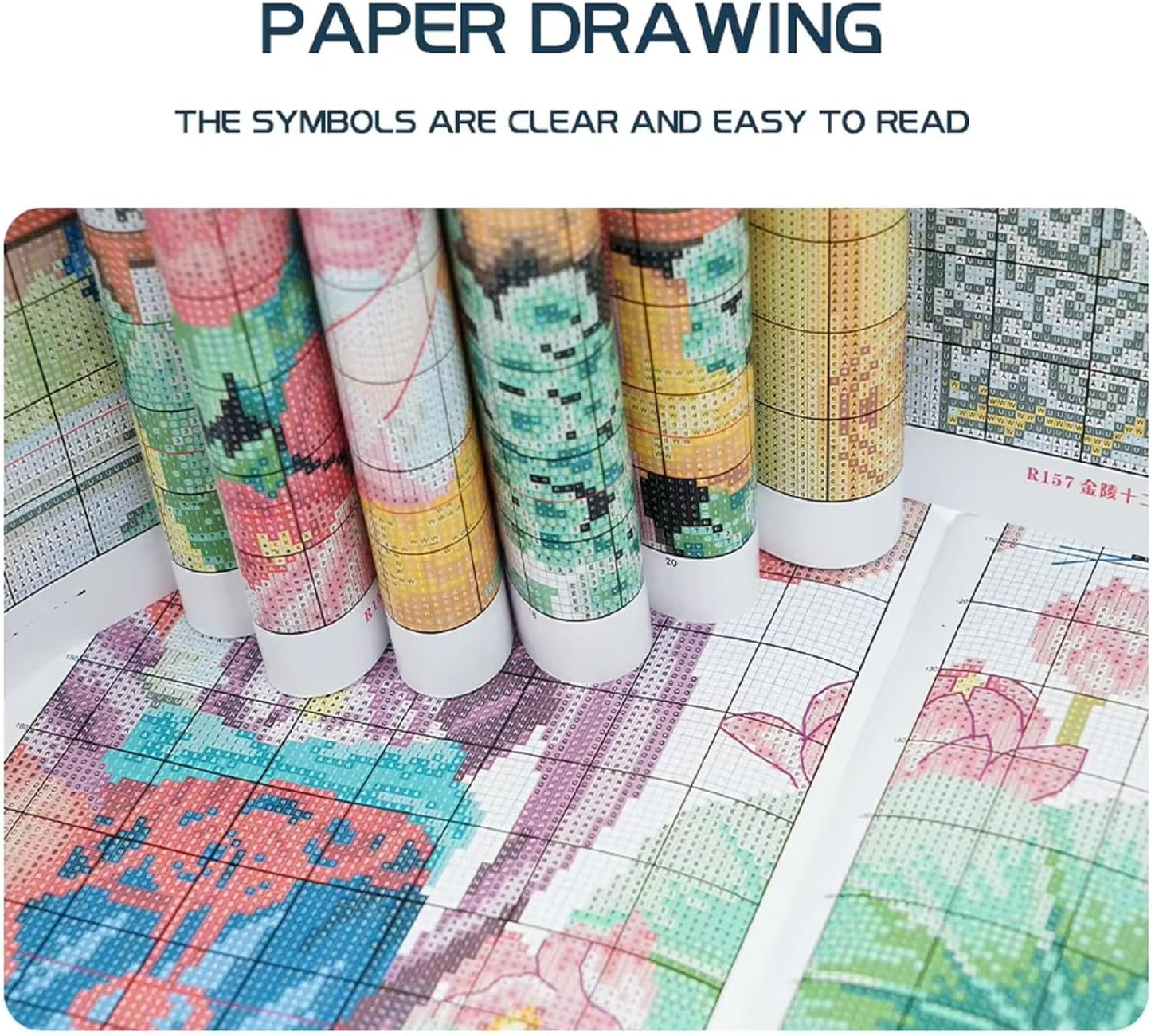 Magxvouy Cross Stitch Kits Stamped Full Range of Embroidery Kits,Cross Stitch Patterns Needlework Kits for Beginners 11CT Printed Kits&Magical Flowers 18x18 inch