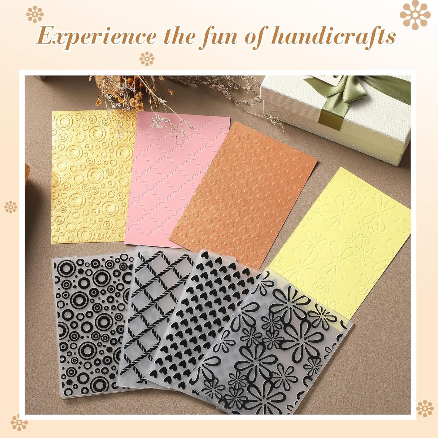Geiserailie 8 Pcs Embossing Folders Embossing Machine Template Paper Card Folders for Christmas Card Making DIY Flower Scrapbook Photo Album Craft Decoration 5.9 x 4.1 Inch (Classic Style)