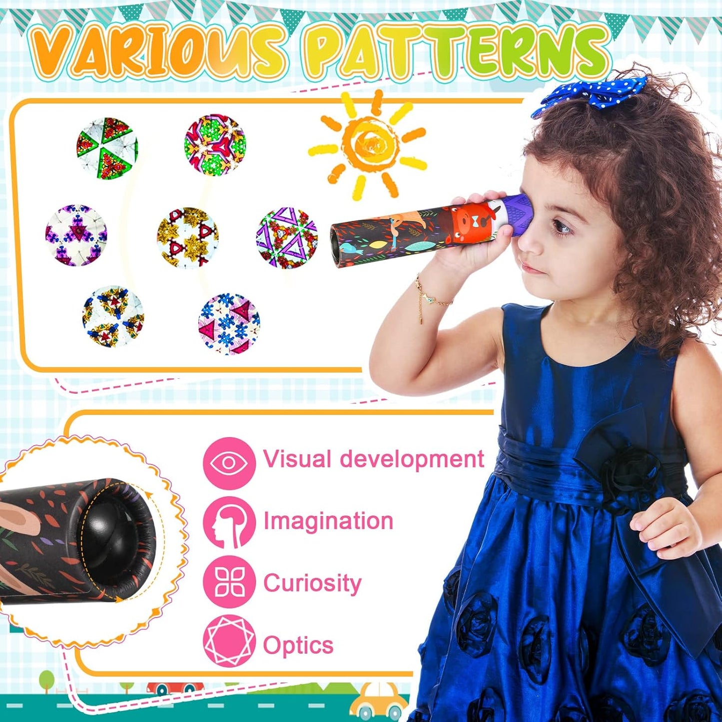 CHENGU Classic Kaleidoscope Return Gifts for Kids Birthday, Educational Toy for Classroom School Return Gifts, Party Favor, Gift Bag Filler, Carnival Prize and Stocking Fillers(Single Style)