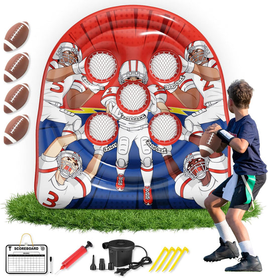 6Ft Football Target Toss Game - Inflatable Football Throwing Target Toy for Kids - Carnival Party Games