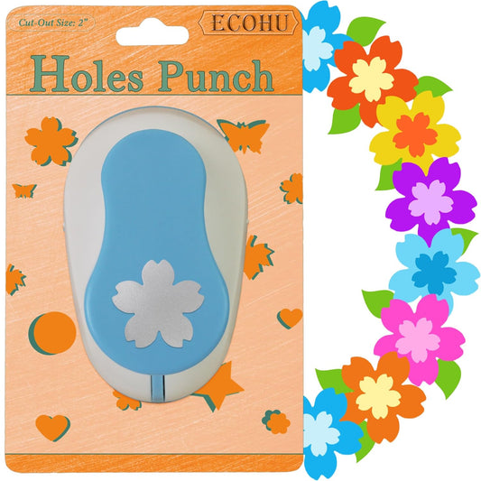 Flower Hole Punch for Paper Craft Size Out 2-Inch, Cherry Blossoms Punches, Craft Lever Punch Handmade, Tool Flower Punch for Scrapbook, Festival Cards, DIY Arts
