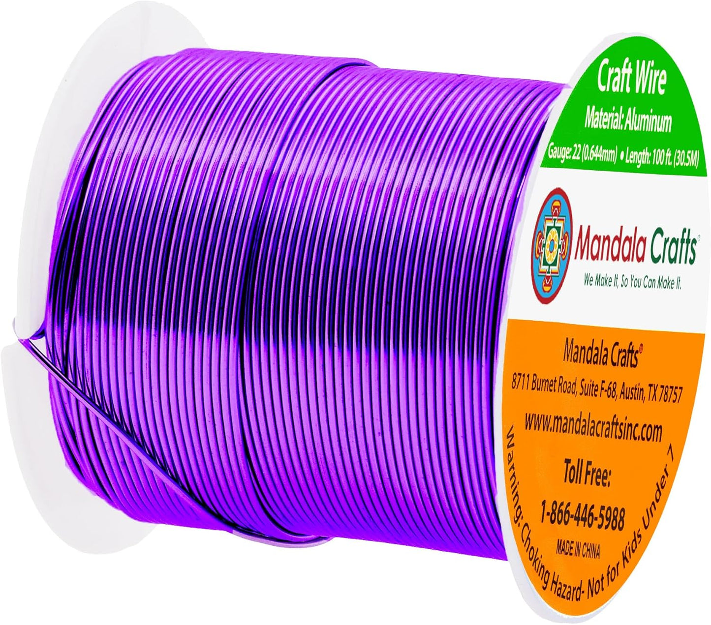 Mandala Crafts 22 Gauge Anodized Aluminum Craft Wire for Jewelry Making - 100 FT Colored Flexible Purple Wire - Bendable for Bonsai Armature Crafting Sculpting