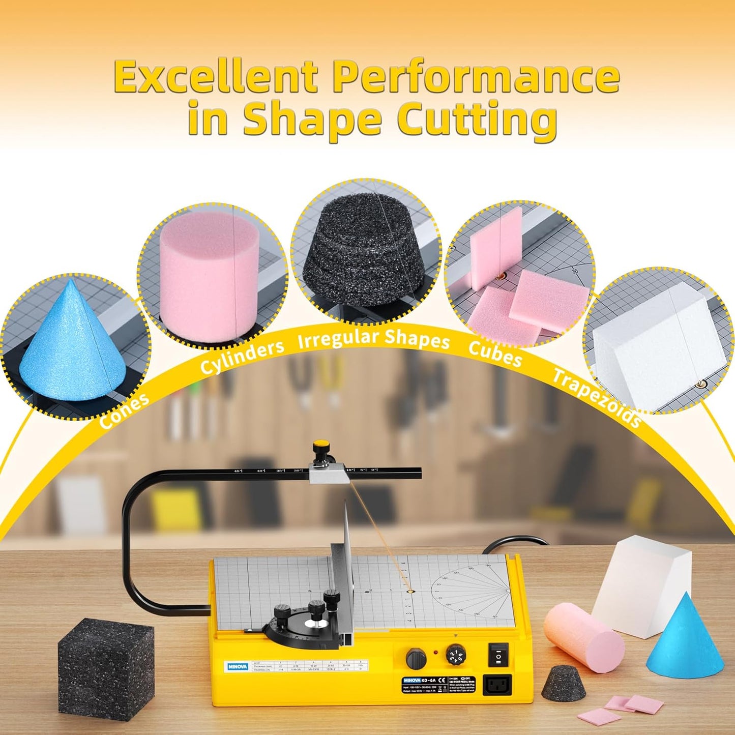 Hot Wire Foam Cutter, Foam Cutting Worktable with Elevated Extension Rail, Hot Wire Cutting Tool for EVA, Sponge, KT board, Insulation panels, Polystyrene Foam Various Thermoplastic Materials