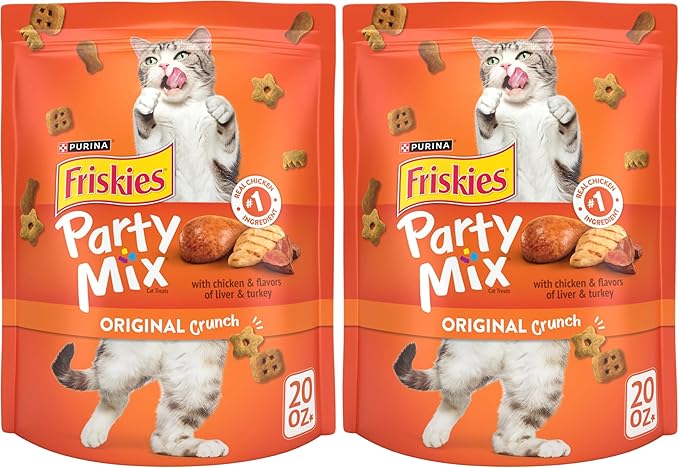 Friskies Purina Cat Treats, Party Mix Original Crunch - 20 oz. Pouch (Pack of 2)