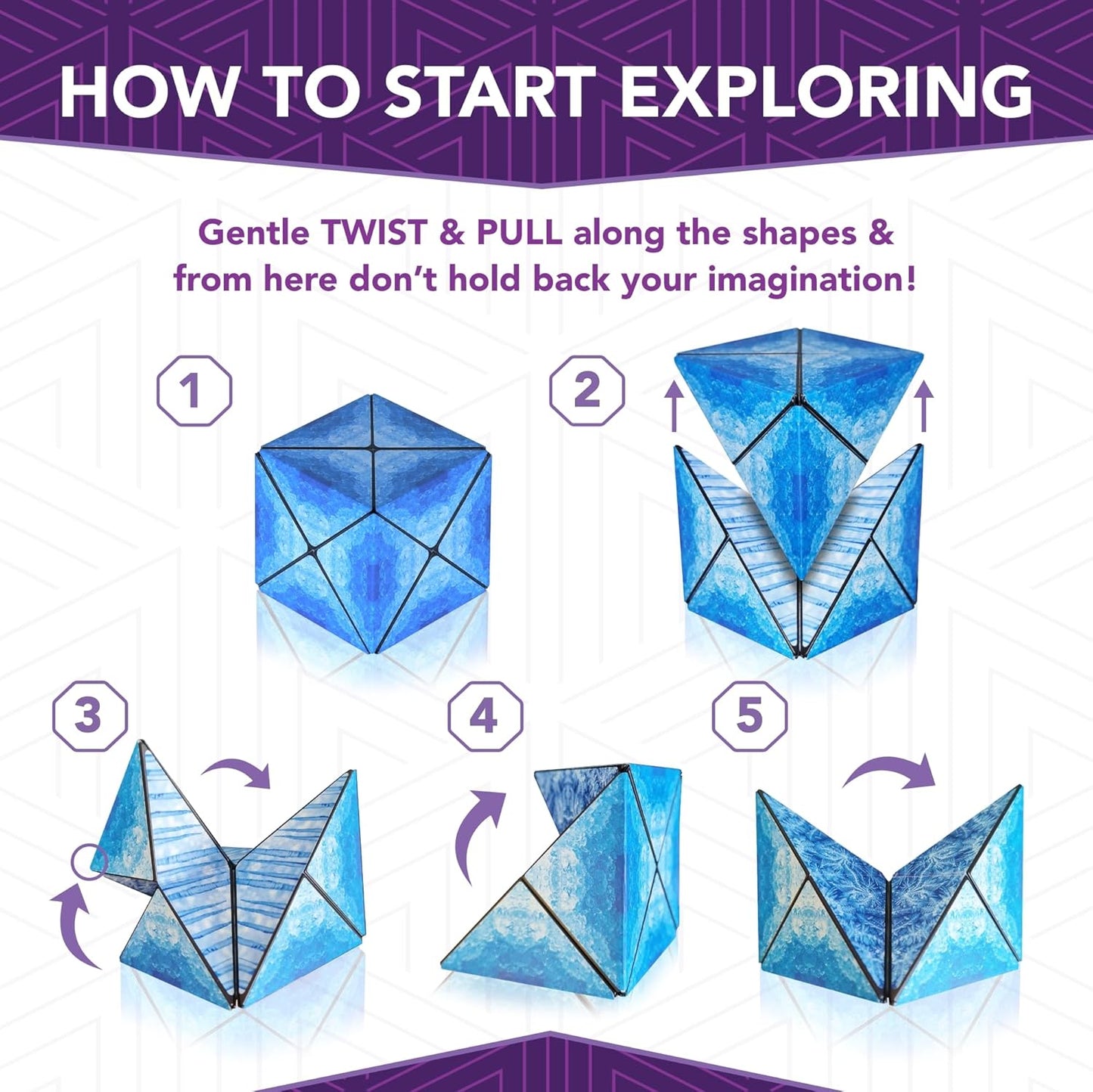 Duomoto Magnetic Transforming Cube - Shape Shifting Double Creativity Puzzle w/ 96 Rare Earth Magnets - Transforms Into Over 100 Shapes - by Fun in Motion Toys - Creators of Shashibo & Cubendi