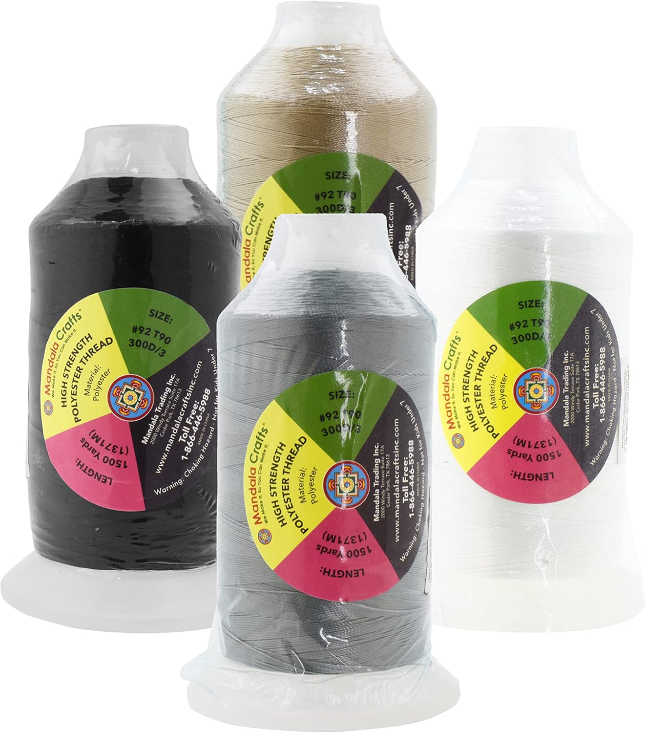 Mandala Crafts Neutral Heavy Duty Thread - 6000 Yds Tex 90 Thread - Bonded Polyester Thread Outdoor Marine Upholstery Threads