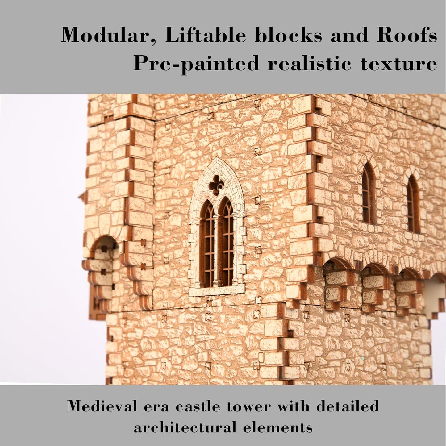 The Great Tower P- Medieval Castle - DIY Wooden Building Kit Crafts for Adults, Puzzle Wood Model Kit - Laser Cut Wooden Puzzle Architecture & Engineering Assembly Set - Hobby building kit - Realistic