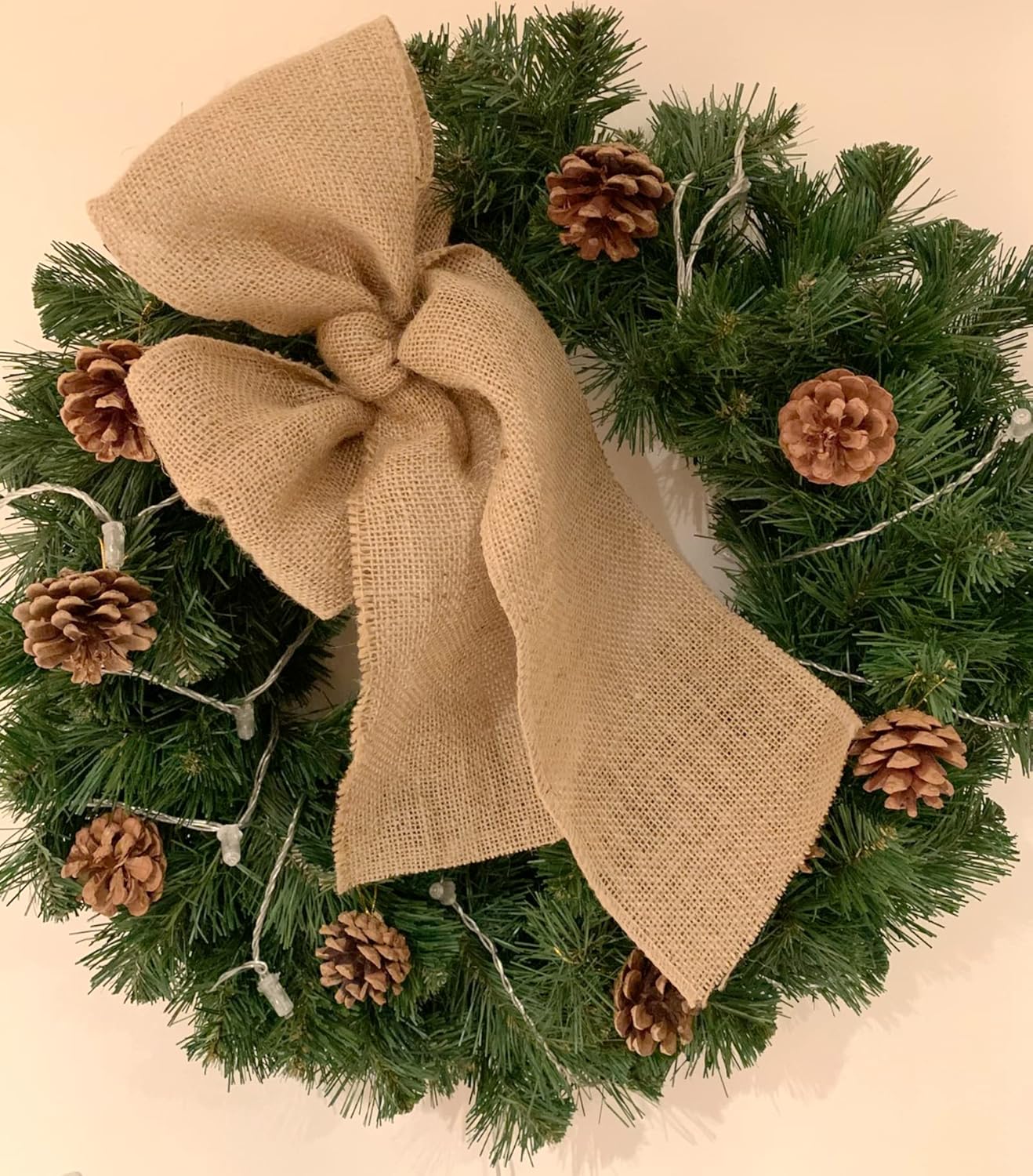 KINJOEK 5 Inch Wide 11 Yards Burlap Ribbon, Natural Jute Fabric Ribbon Crafts Ribbon for Christmas Wedding Gifts Burlap Fabric DIY for Decoration