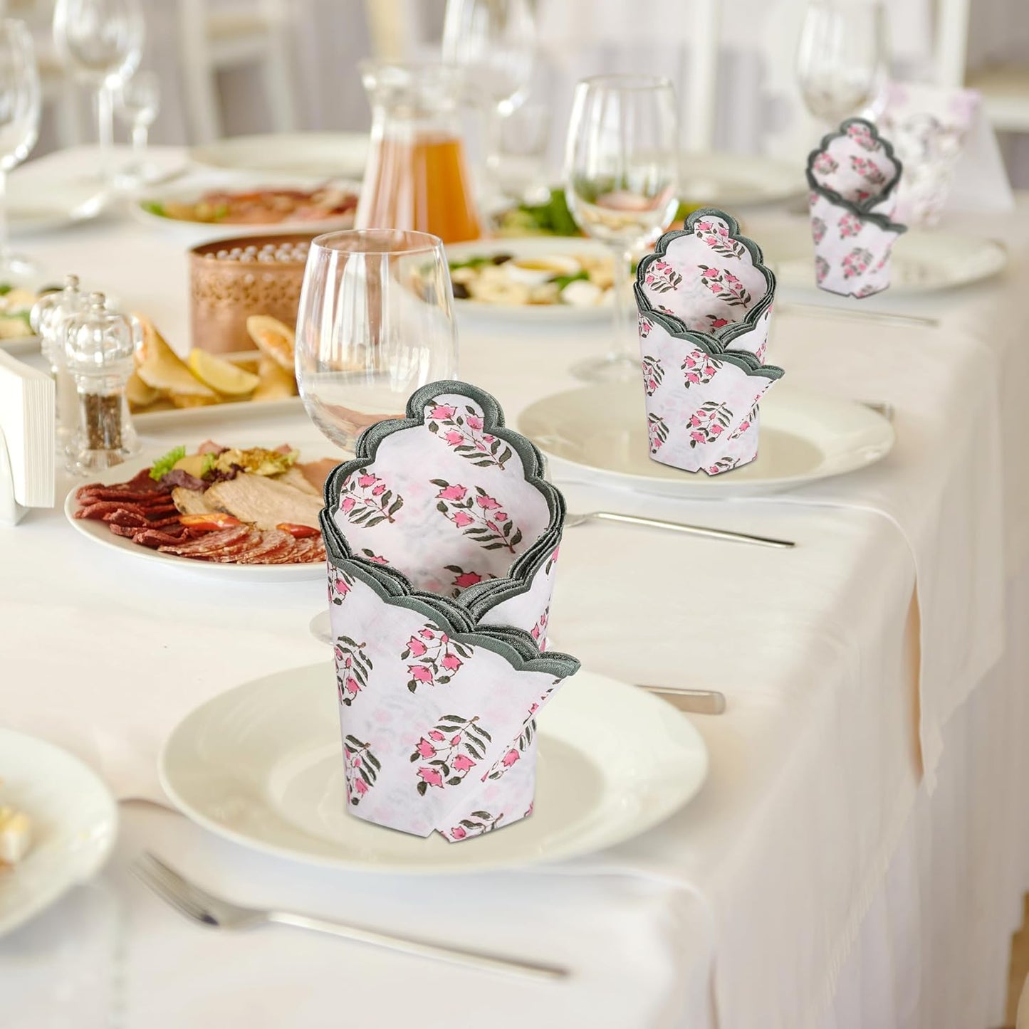 Embroidery Napkins Kitchen Towels Table Decor Table Linen Cotton Napkins Cloth Napkins Set of 4-20"x 20" Block Print Napkins Dinner Napkins Gifts for her Gifts for mom