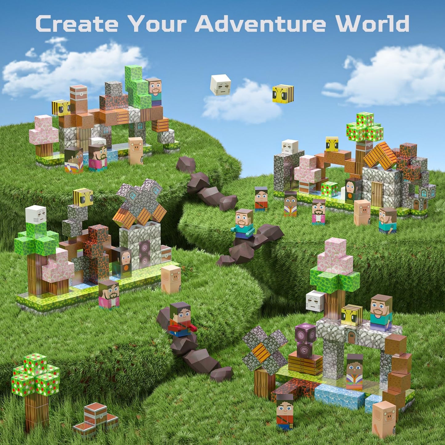 100PCS Magnetic Blocks, Magnet Tiles Toys for Kids, Magnetic Building Blocks Cubes, STEM Montessori Stacking Magnets for Kids, Birthday Gifts for Boys and Girls Age 3+ Years Old