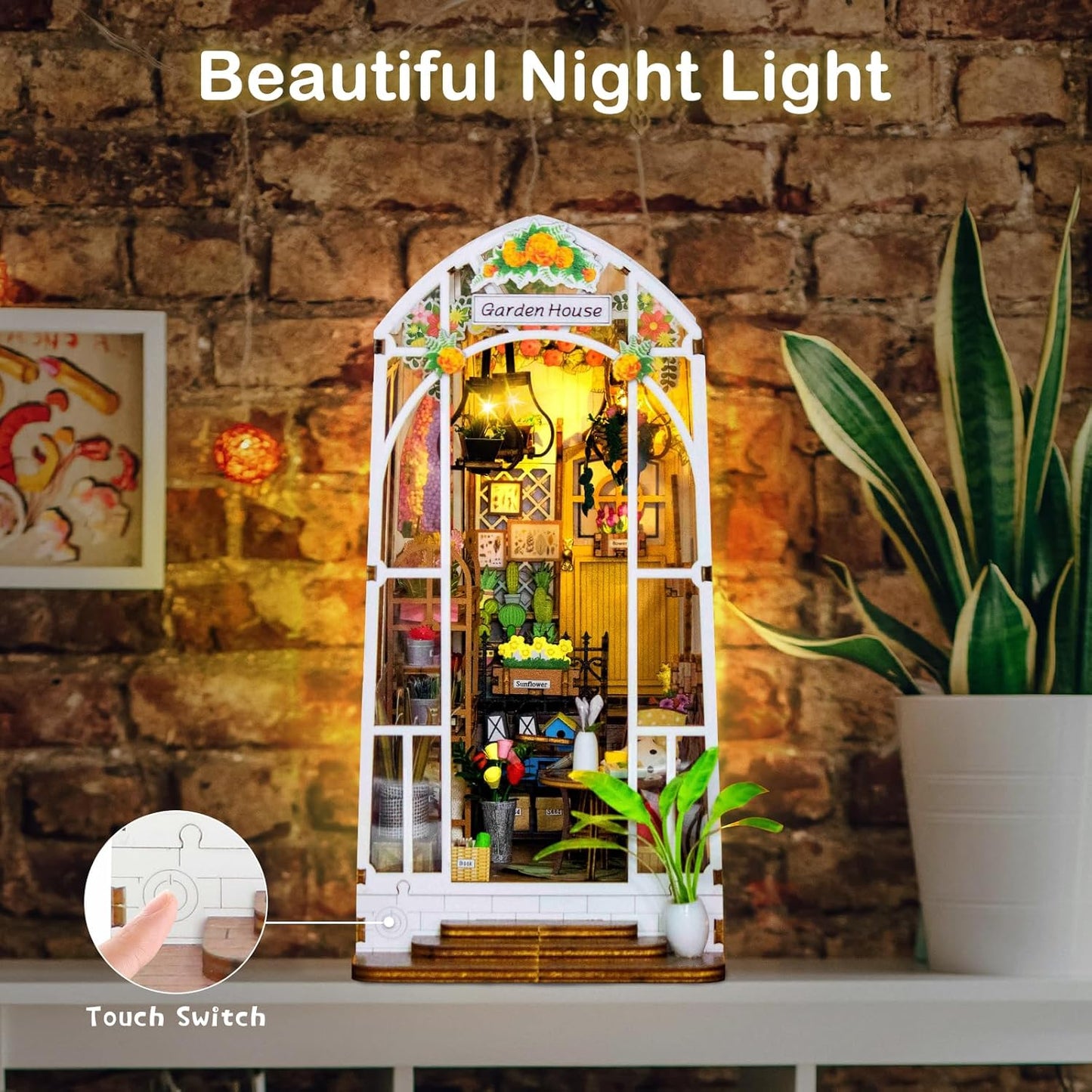 Book Nook Kits for Adults, Miniature House Dollhouse Kit for Teens, DIY Crafts for Adults, Bookshelf Decor Garden House with LED Light, Gifts for Family and Friends