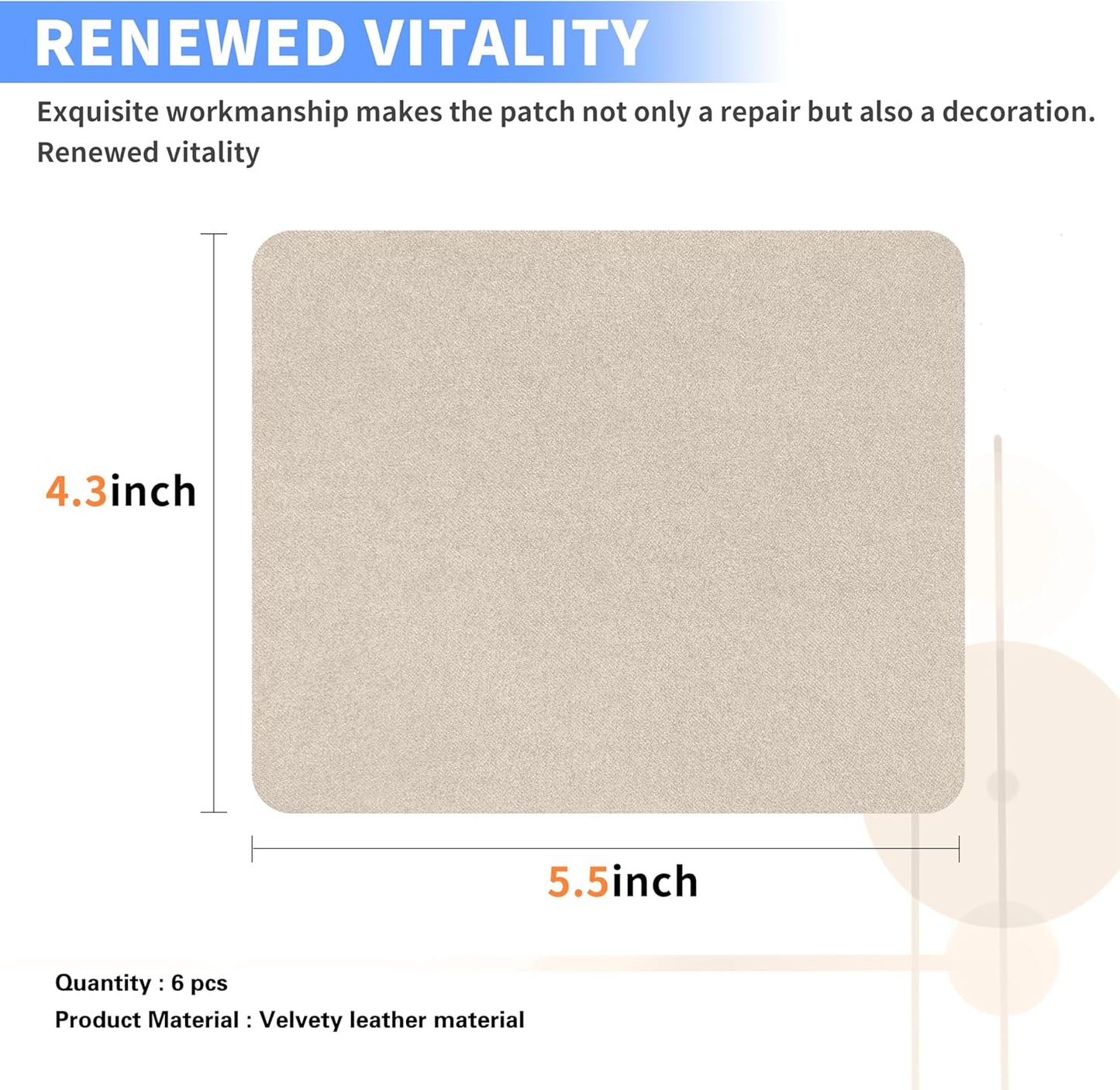 Azobur Sofa Repair Patch, 6 Piece Microfiber Patches, Self Adhesive Fabric Patch Repair, Luxurious Look, Quick Fix Sofa (Beige)