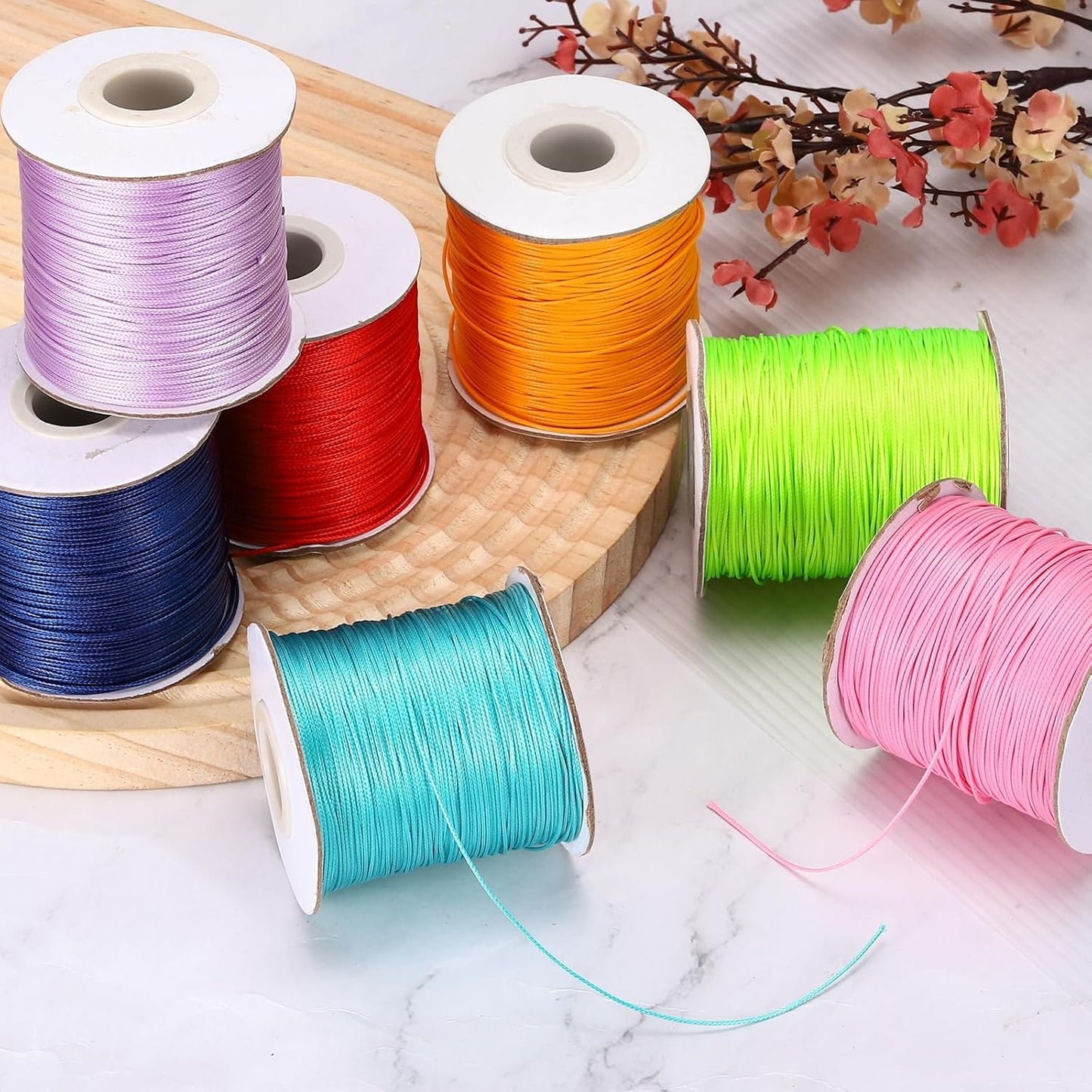 MECCANIXITY Waxed Cord 0.5mm Waxed Polyester Cord 175 Yard Wax String for Bracelet Making, Necklaces, Beading, Jewelry Making and DIY Crafts(Red)