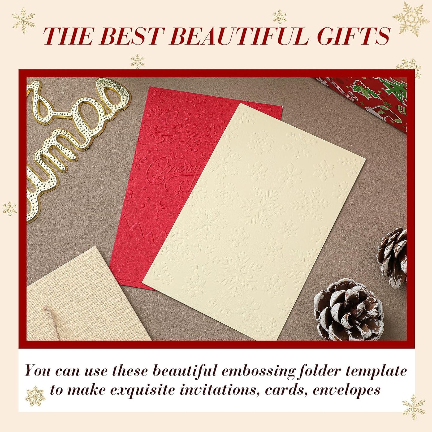 Geiserailie 8 Pcs Embossing Folders Embossing Machine Template Paper Card Folders for Christmas Card Making DIY Flower Scrapbook Photo Album Craft Decoration 5.9 x 4.1 Inch (Christmas Style)
