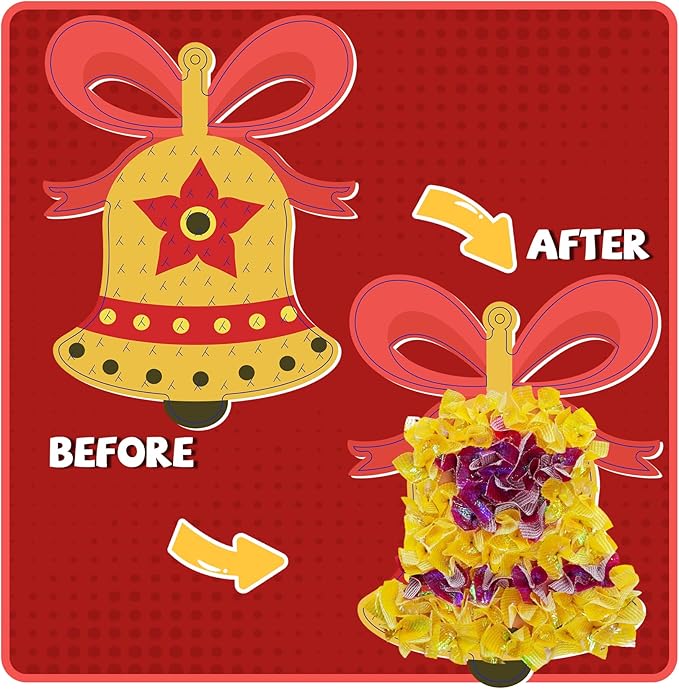 ATFUNSHOP Christmas Crafts for Kids Poke in Art No Mess Toy DIY Chrismas Ornaments for Boys and Girls Ages 4 5 6 7 8 9 10, Activity Kit Christmas Gifts, Xmas Party Favors Toys & Games