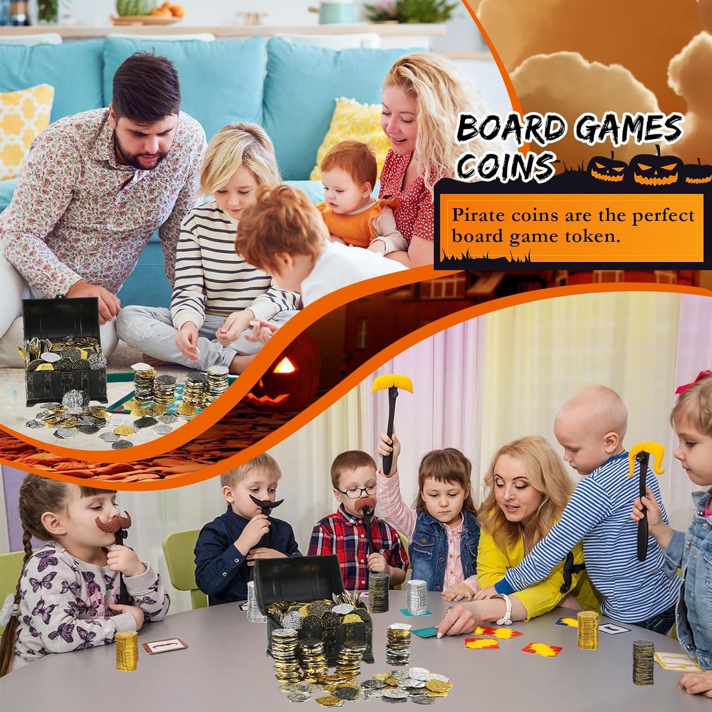 Hanaive 100 Pcs Pirate Coins Plastic Kids Fake Play Coins Replica Spanish Doubloons for Pirate Party Treasure Chest Board Games Tokens Toys Cosplay St. Patrick's(Gold, Silver, Bronze)