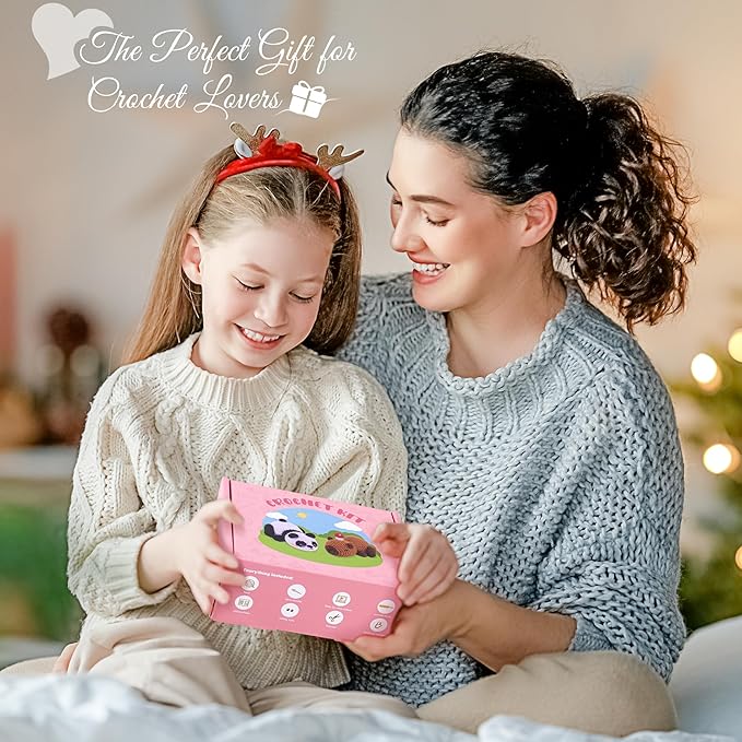 Fortuning's JDS Crochet Kit for Beginners, Panda & Capybara Crochet Animal Kits, Easy Crochet Kit for Adults and Kids, Complete DIY Craft Knitting Kit w/Step-by-Step Video Tutorials Christmas Gifts