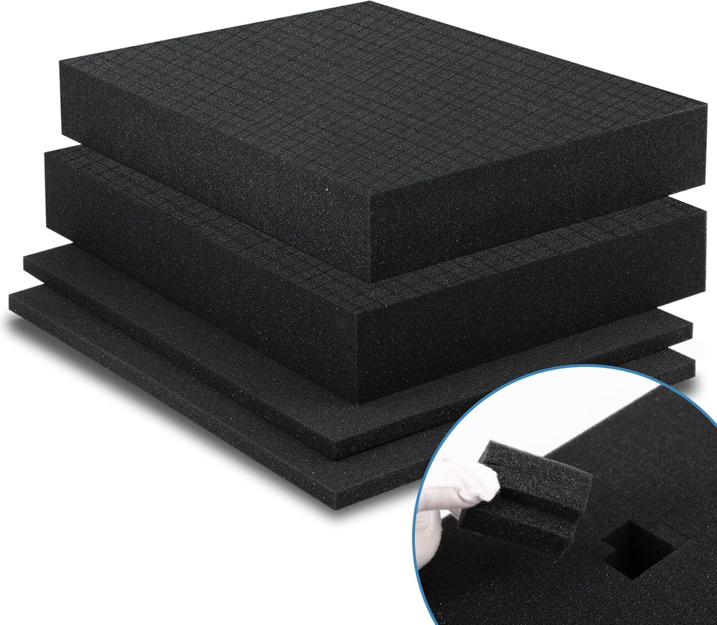 Coengwui Pick and Pluck Foam Inserts, Pre-Cubed Pick Apart Sheets for Crafts Toolbox Game Box Camera Cases Drawer Storage (2Pack 12 x 12 x 2" with 0.4" Bottom Padding)