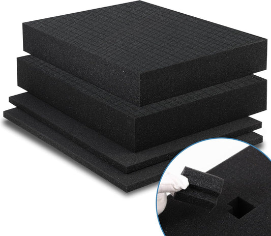 Coengwui Pick and Pluck Foam Inserts, Pre-Cubed Pick Apart Sheets for Crafts Toolbox Game Box Camera Cases Drawer Storage (2Pack 12 x 12 x 2" with 0.4" Bottom Padding)