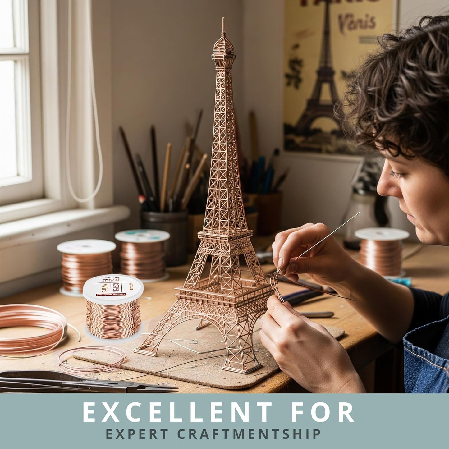 UTILE 18 20 22 24 Gauge 90 ft 99.9% Pure Soft Copper Wire for Electroculture Gardening, Jewelry Making, Crafting Wire Bendable, Plant Wire, (Copper 24)