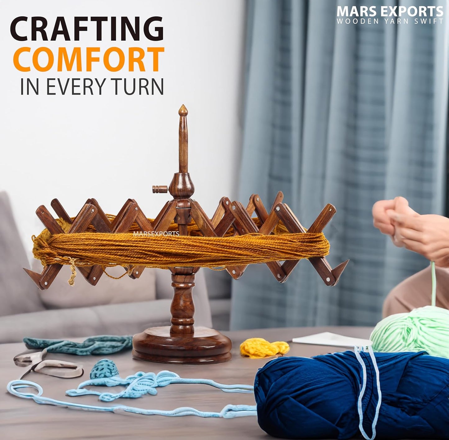 Wooden Yarn Winder for Knitting and Crocheting, Rosewood Swift Hand Operated Large Yarn Ball Winder, Heavy Duty Table Top Swift