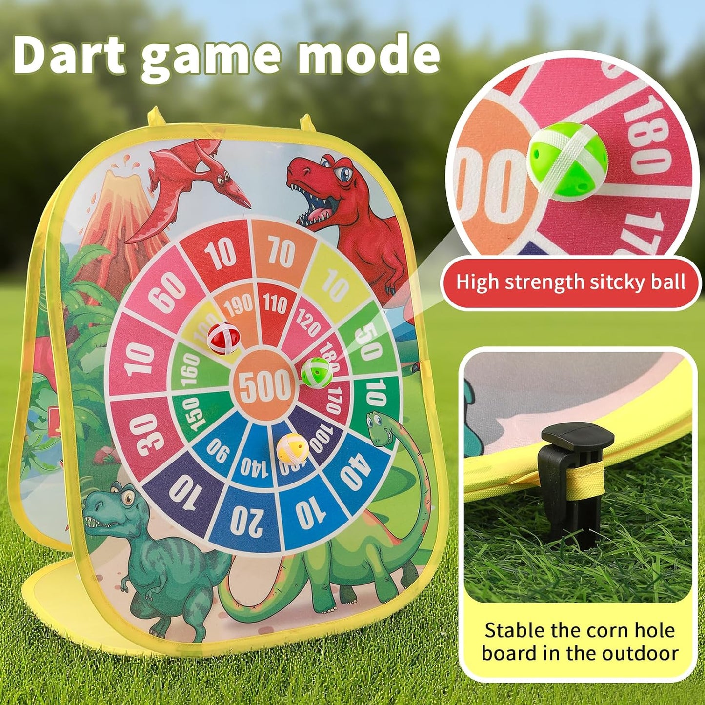 Bean Bag Toss Game Toy Indoor and Outdoor Toys for Kids Toddlers Dinosaur Toys Family Party Carnival Games for Boys and Girls 3 4 5 6 7 8 9 Year Old Birthday Gifts Outside Backyard Beach Lawn Games