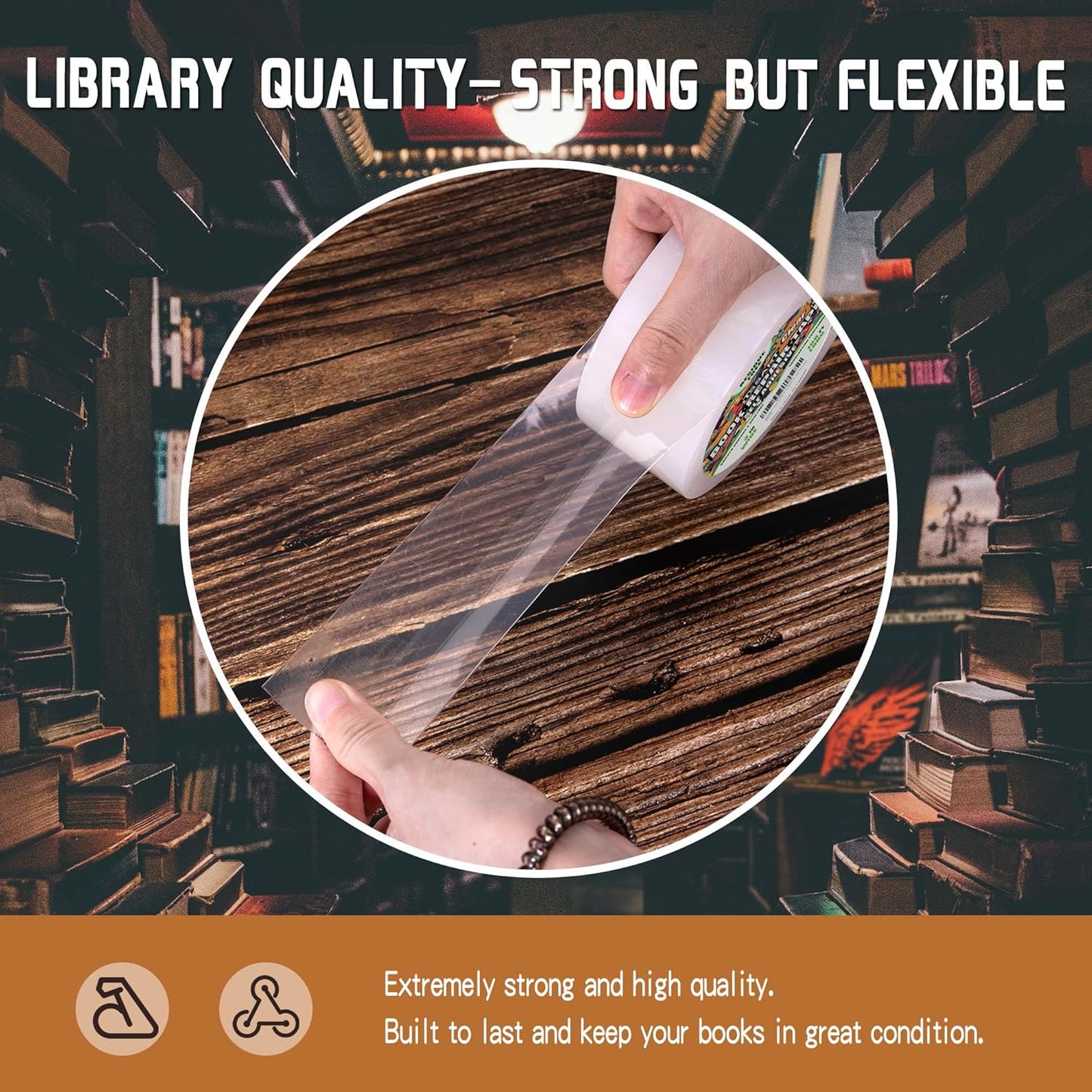 Clear Book Repair Tape - Self Adhesive Stretchable Tape, Essential Repair Tape for Reinforcing, Protecting, and Mending Books - 3 Inch Wide x 108 FT Long