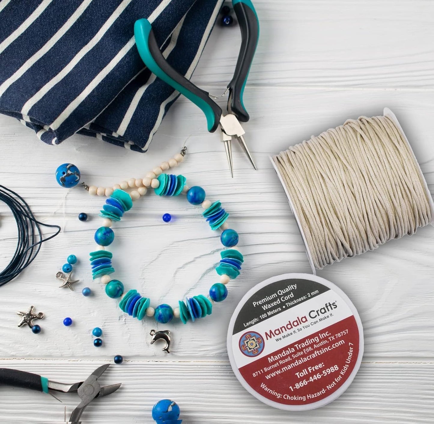 Mandala Crafts 2mm 109 Yards Orange Cotton Waxed Cord for Jewelry Making Bracelet Cord Waxed String - Beading String Thread Jewelry Cords for Necklaces String