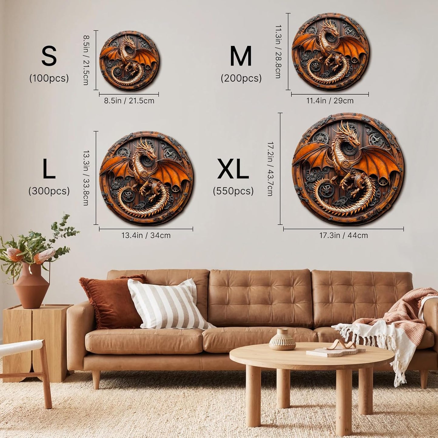 KAAYEE Wooden Puzzles for Adults, 3D Vision Mechanical Dragon Wooden Jigsaw Puzzles, Unique Shape Advanced Wood Puzzle Adult Birthday Fathers Mothers Gifts Family Games (M-11.4 * 11.3in-200pcs)