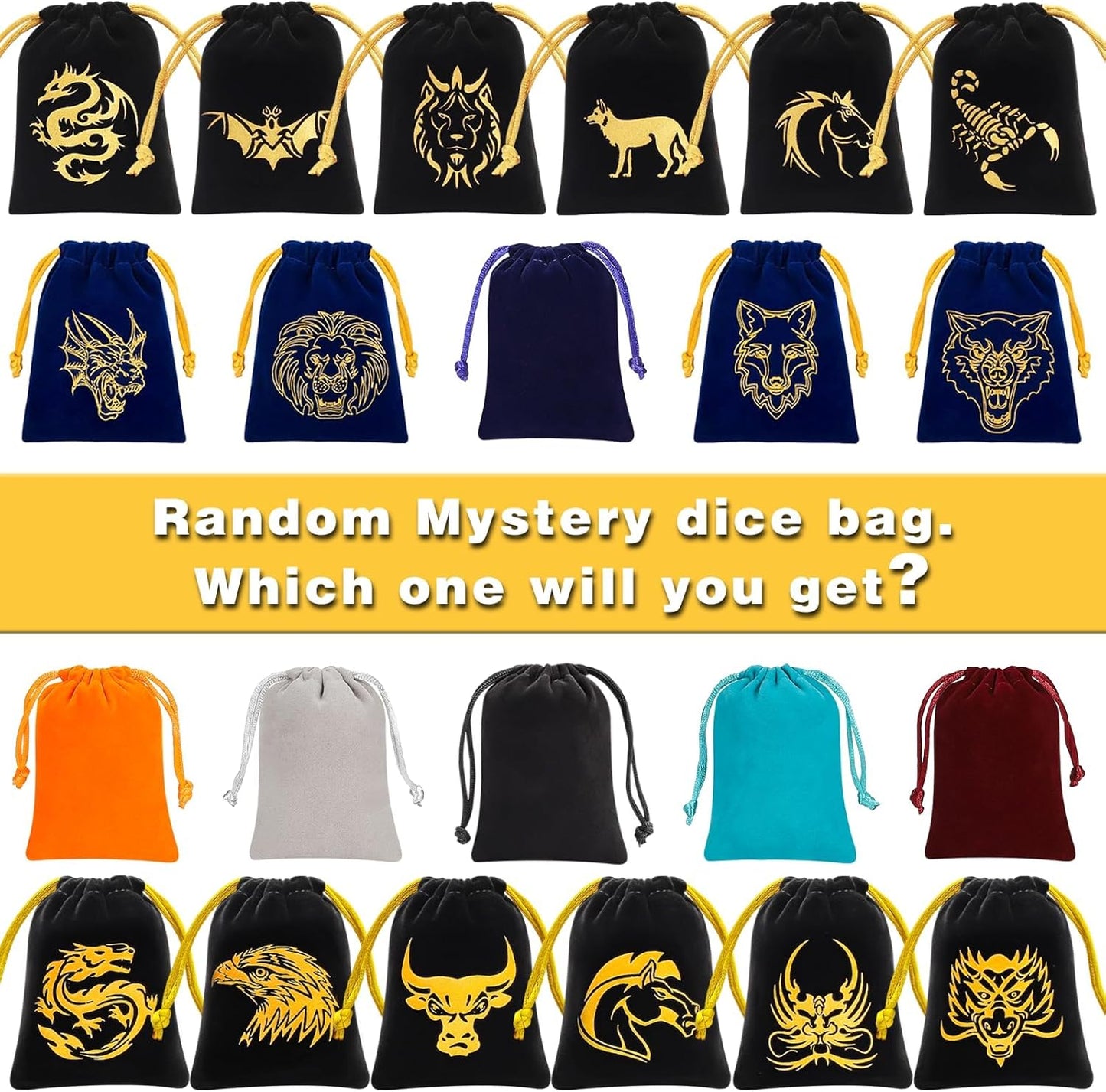 QMAY Polyhedral Dice - 8PCS Mystery Dice Set, Various Styles, Random D&D Dice Patterns & Dice Bag, DND Gifts, Suitable for Dungeons and Dragons, RPG, MTG,Role Playing Table Game