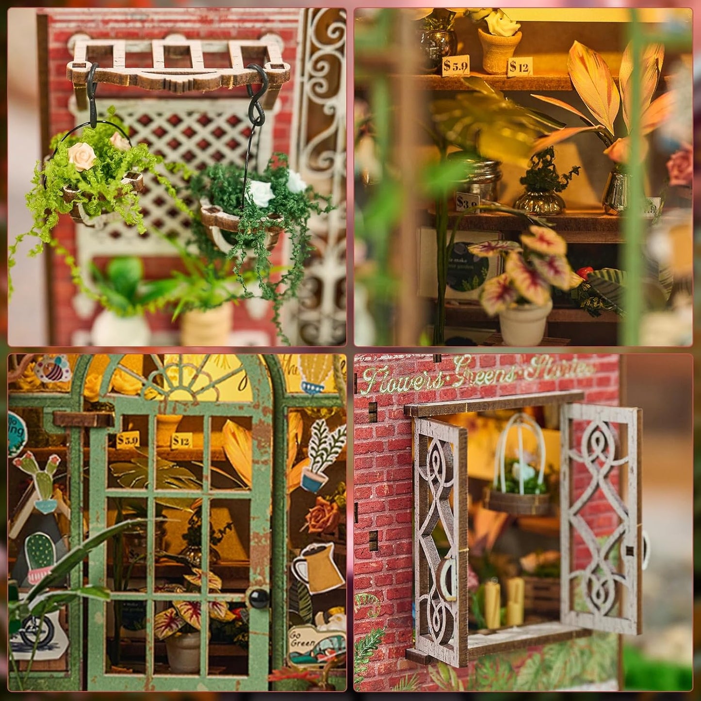 DIY Book Nook Kit, Miniature Dollhouse Bookshelf Insert with Light, Laser-Cut Wooden Craft Set for Adults, Perfect for Teens and Adults, Blossomary Shop