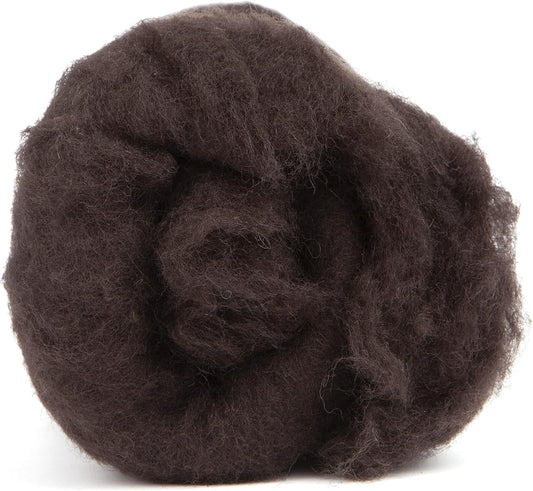 Desert Breeze Distributing Maori Wool Carded Batting, 100% Natural New Zealand Wool Made by DHG in Italy for Needle Felting, 3.5 OZ, 27 Micron, Color Coffee Brown