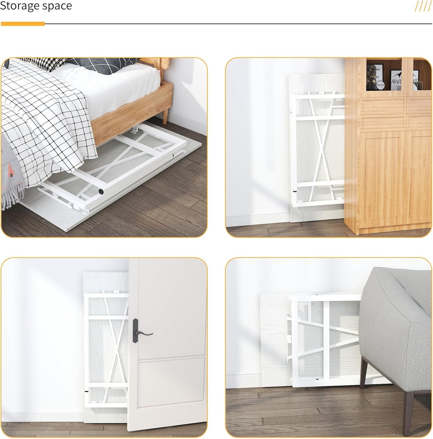 Folding Desk 47 inch No Assembly Required Home Office Table, Writing Gaming Computer Camping Desk, White