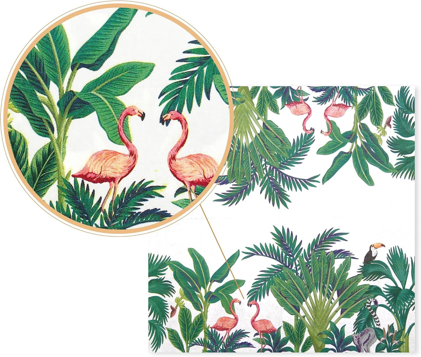 80-Pack Napkins Disposable Paper Towel Cocktail Dinner Party Decoration, White Flamingo