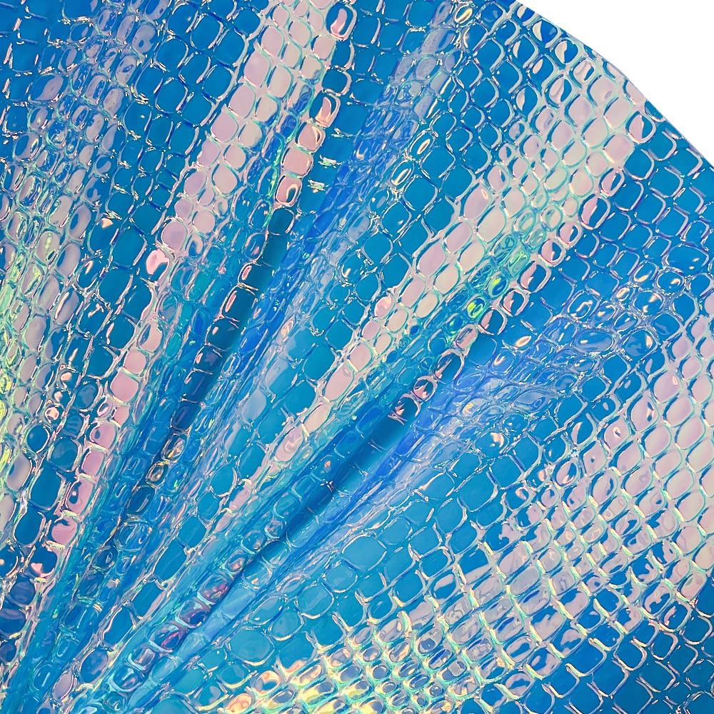 ONEART | Iridescent Transparent Embossed Vinyl Holographic Blue Clear PVC Vinyl Craft Film 16"×54" for Sewing DIY Projects-Stone