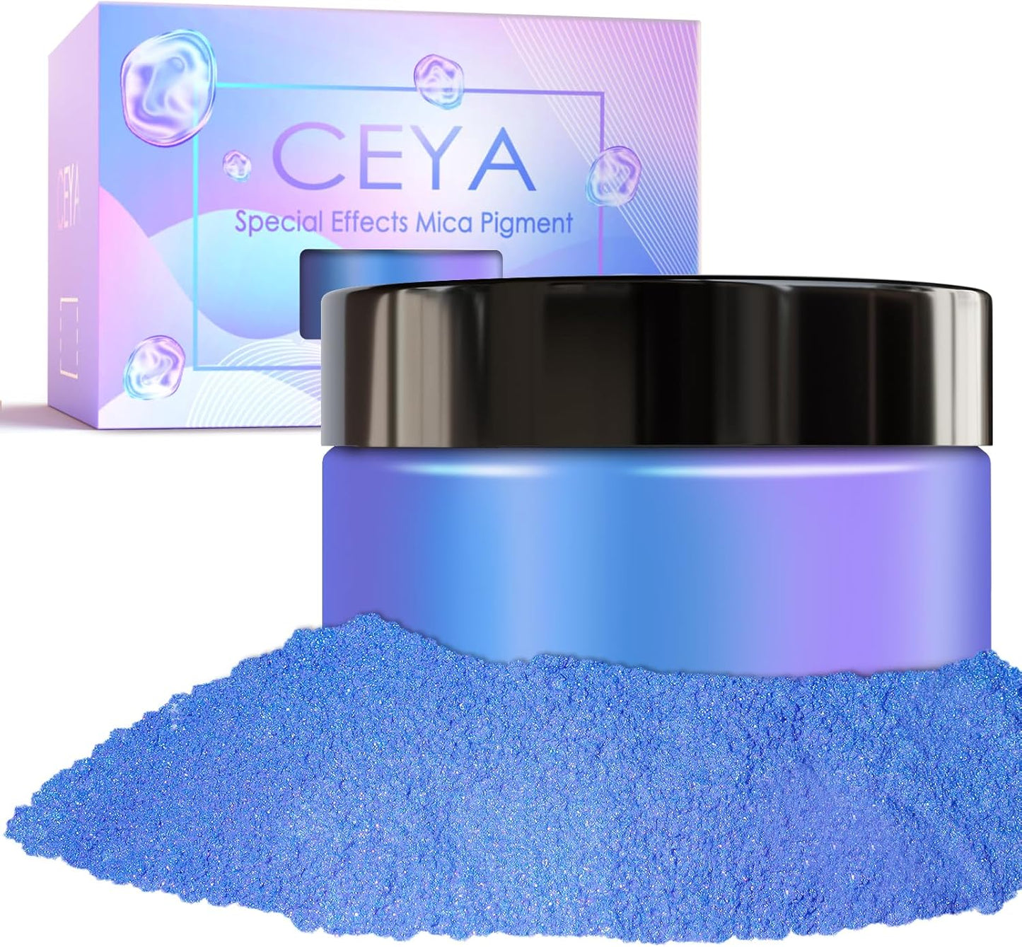 Ceya Highly Chameleon Mica Pigment, 1.8oz/ 50g Blue Starry Sky Chrome Powder, Cosmetic Grade Pearlescent Effect Color Shift Pigment for Epoxy Resin, Makeup, Nail Polish, Soap Dye, Candle Making, Slime